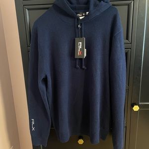 New with tags RLX Golf cashmere hoodie- machine washable
